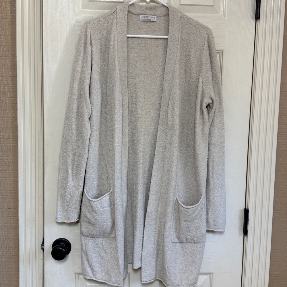 Barefoot Dreams CozyChic Lite Cardigan in oatmeal color